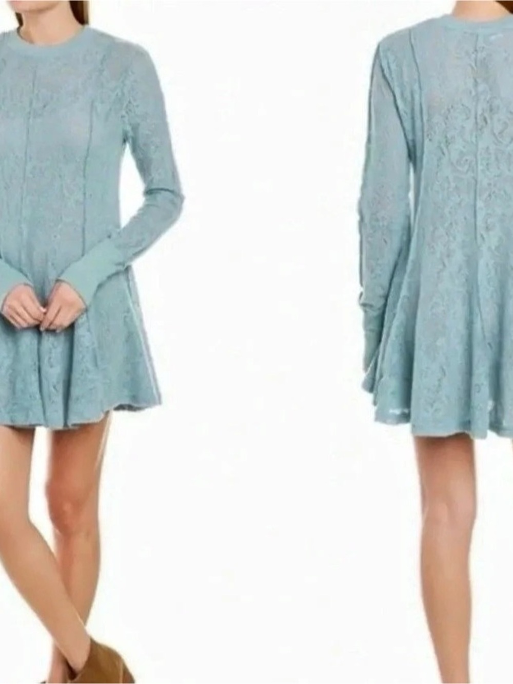 Free People First Crush Lace Tunic Green size S